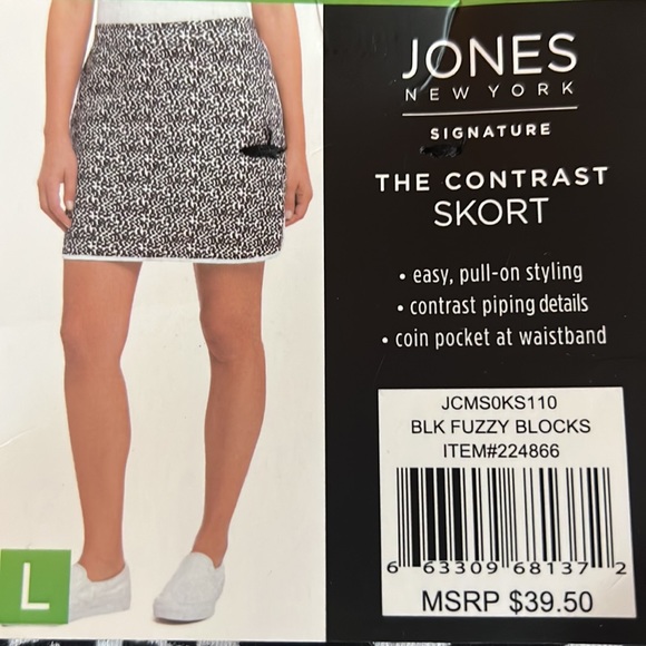 JONES NEW YORK The Contrast Skort Black Fuzzy Blocks - Picture 8 of 8
